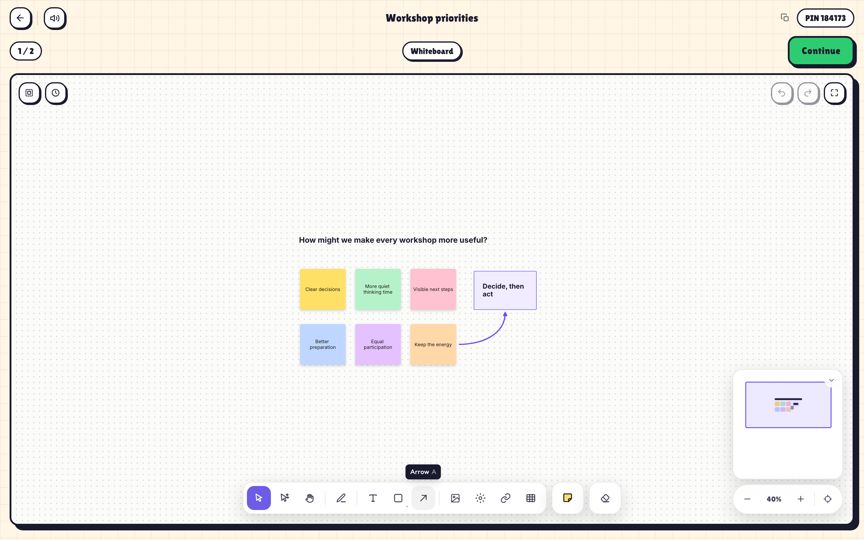 Pomlet whiteboard running inside a live interactive session