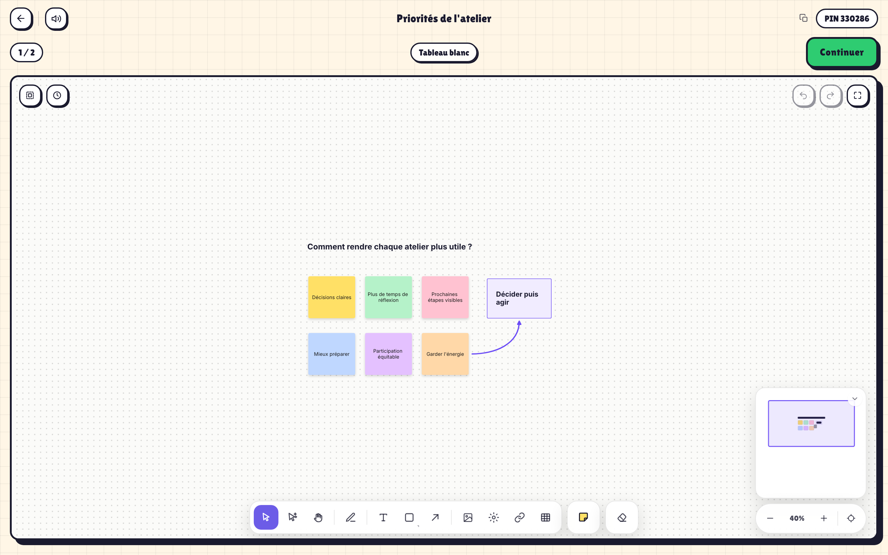 Tableau blanc Pomlet utilisé dans une session interactive en direct